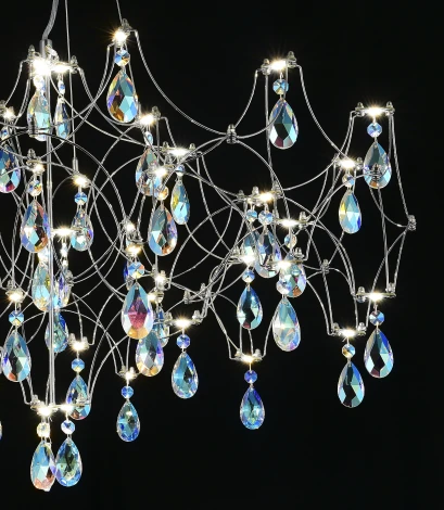 Подвесная люстра светодиодная с пультом и хрустальными подвесками K9 MyFar Ileria MR2651-57P-50СD