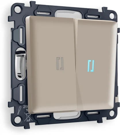 Комплект механизма Ambrella Volt 2-клавишного проходного выключателя с подсветкой 10000K ALFA MA364040 Серо-бежевый матовый QUANT