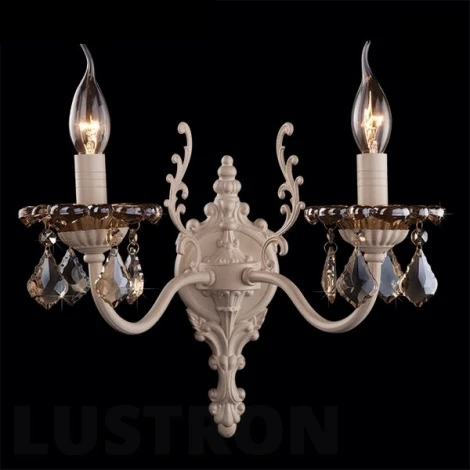 Бра Eurosvet 3281 3281/2 белый с золотом / тонированный хрусталь (220V, хрусталь Strotskis, подвески, подсвечник, свеча)