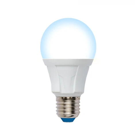 Лампочка светодиодная шар белая E27 10W 6500K Uniel LED-A60 10W/6500K/E27/FR/DIM PLP01WH