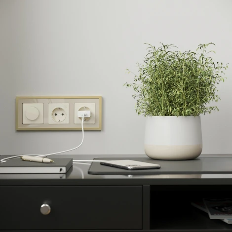 Рамка на 3 поста Baguette (айвори/латунь) Werkel W0032851 (a060236)