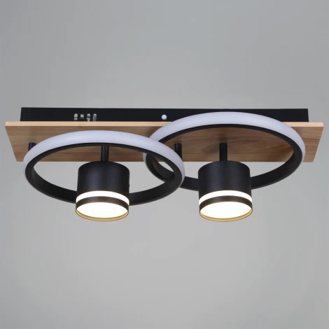 Потолочная люстра с пультом с регулировкой цветовой температуры, яркости и ночным режимом Reluce 29560-0.3-2+2 BK+WOOD