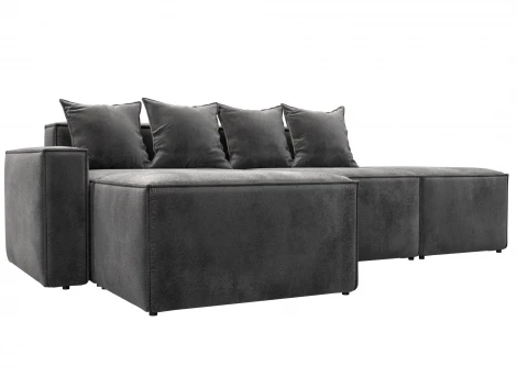 Диван угловой модульный Лига-063 угол левый (ДСП/Пластик/Велюр/Серый) Лига Диванов 129795L