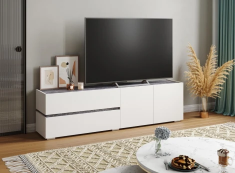 ТВ-тумба Атлон (Атлон белый / бетон темный) Woodville арт.563520