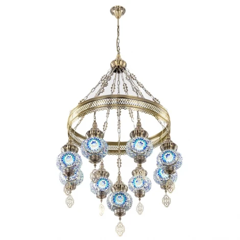 Подвесная люстра с подвесками Citilux Каир CL419186 Мозаика синяя