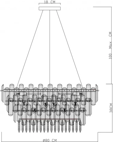 Подвесная люстра каскадная Divinare Bellatrix 3510/17 SP-18 (220V, хрусталь, на тросе)