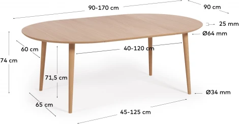 Стол обеденный La Forma (ex Julia Grup) Oqui (Дерево,МДФ,Шпон дуба)