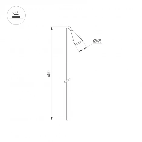Грунтовой светильник светодиодный KT-HAREBELL-BOLL-H450-3W Warm3000 (BK, 40 deg, 24V) (Arlight, IP65 Металл) 050688