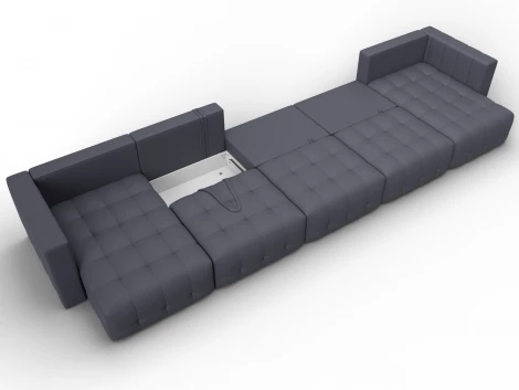 Диван П-образный Лига-052 НПБ МегаЛонг (ЛДСП,Брус,Фанера/Пластик/Экокожа/Серый) Лига Диванов 129925