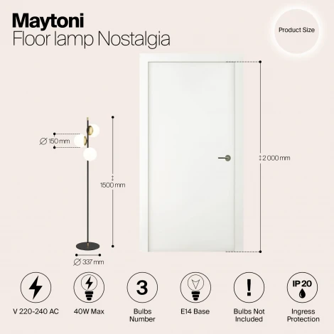 Торшер Maytoni Nostalgia MOD048FL-03G (220V, шарики)