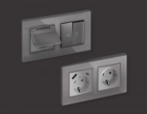 Рамка Ambrella Volt ALFA Arctic (Антрацит серый Стекло органическое) 3-ая AF580653