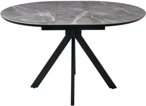Стол Rudolf круглый раскладной 100-130x100x75см, серый керамогранит, черный Bradex Home арт.RF 0643