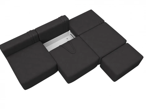 Диван прямой модульный с пуфом Лига-060 НПБ Лонг (ЛДСП,Брус,Фанера/Пластик/Замша/Коричневый) Лига Диванов 129485