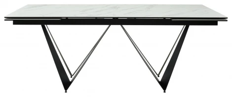 Стол RIETI 200 KL-99 Белый мрамор матовый, итальянская керамика / черный каркас