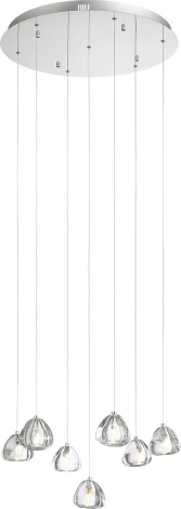 Подвесной светильник ST Luce Waterfall SL6017.101.07 Хром/Прозрачный с пузырьками воздуха LED 7*3W (220V, на проводе)