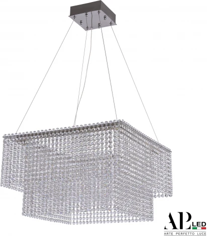Подвесная люстра светодиодная APL LED Sicilia SH04.52.C.Ni.4000 (220V, хрусталь, на тросе)