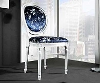 3246/SR Стул, P66 белый с патиной и серебряными деталями / ткань UPH GENE 3057 LIGHT BLUE M-City 3246/S