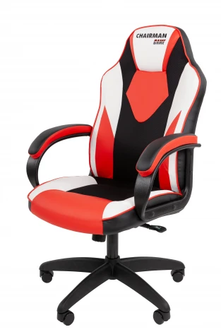 Кресло Chairman game 17 Россия экокожа черный/красный/белый 7213490