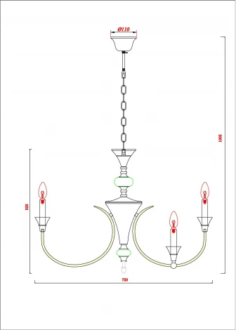 Подвесная люстра Arte Lamp Collinetta A4094LM-12WH (220V, на цепи, подсвечник, свеча)