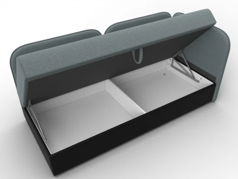 Тахта Лига-094 НПБ (ДСП,ЛДСП,Фанера/Пластик/Рогожка,Экокожа/Серый,черный) Лига Диванов 132528