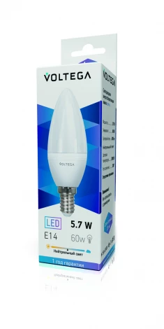 Лампочка светодиодная E14 5,7 Вт Voltega Simple 5728