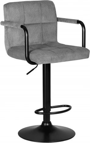 Стул барный DOBRIN KRUGER ARM BLACK (серый вельвет (LAR-E2041-25))