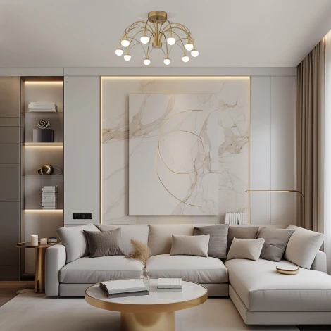 Потолочная люстра на штанге Eurosvet Ragno 90031/10 LED золото (220V, шарики)