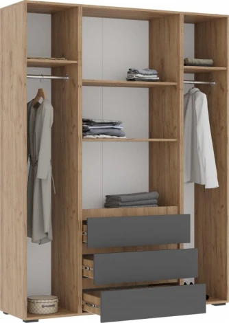 Шкаф Woodville Элла ШК 05 серый графит 0162 / дуб крафт золото арт.586717