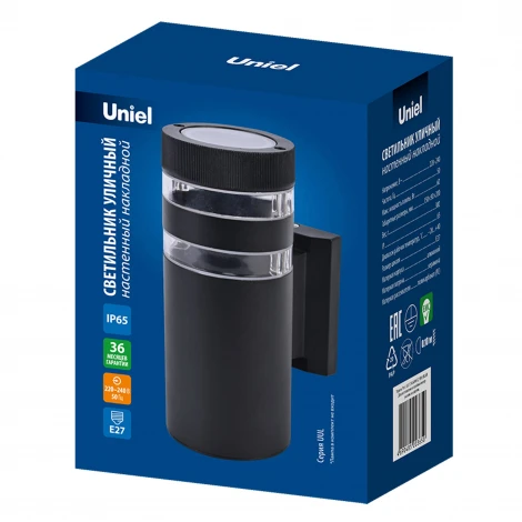 Настенный светильник уличный под лампу Е27 черный Uniel UUL-S19A 60W/E27 IP65 BLACK