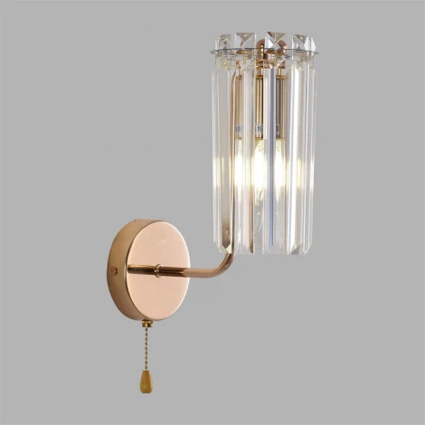 Бра с хрустальными подвесками и выключателем Lumion Favla 8347/1W золото/прозрачный, металл/хрустал E14 1*40W 220V