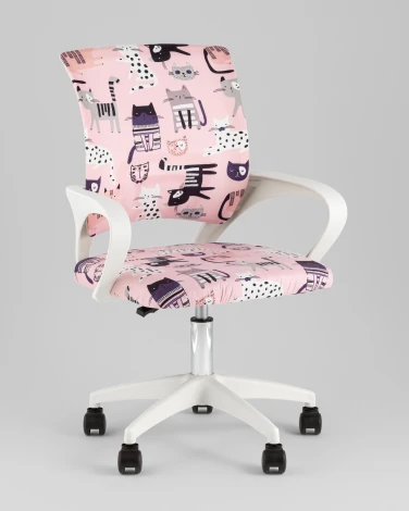 Кресло офисное TopChairs Simple SN Junior принт Pink Cats пластик белый TopChairs УТ000042084