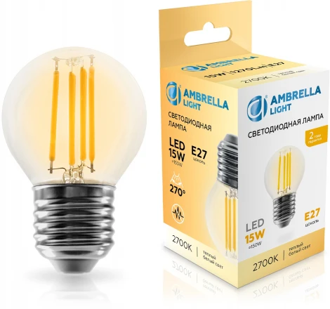 Лампа светодиодная Шар G45 15W 2700K Ambrella Bulbing 451523