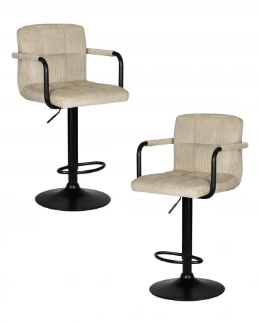 Набор 2 шт стул барный DOBRIN KRUGER ARM BLACK (бежевый вельвет (LAR-E2041-04))