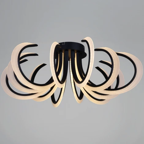 Потолочная люстра светодиодная с пультом и ночным режимом Reluce 74390-0.3-6+6 black (Умный дом) (220V)