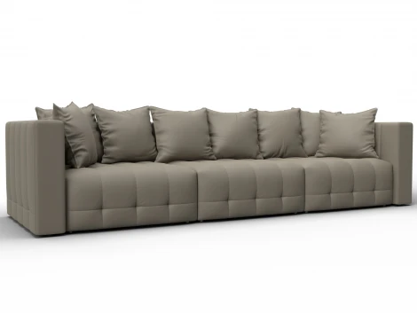 Диван прямой Лига-052 НПБ Лонг (ЛДСП,Брус,Фанера/Пластик/Экокожа/Бежевый) Лига Диванов 129906