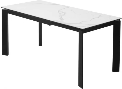 Стол CORNER 120 MATTE STATUARIO Белый мрамор матовый керамика, стекло/ черный каркас М-City