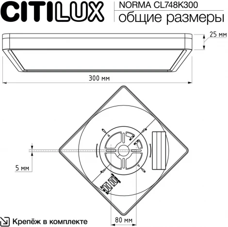 Настенно-потолочный светильник светодиодный с подсветкой Citilux Norma CL748K300 (220V, IP40)