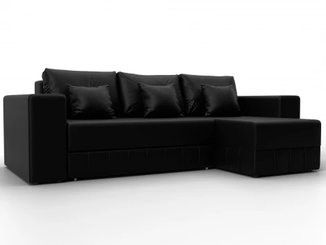 Диван угловой Лига-076 угол универсальный (ДСП/Пластик/Экокожа/Черный) Лига Диванов 129853