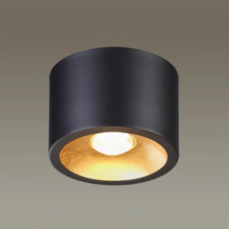 Потолочной накладной светильник Odeon Light Glasgow 6669/1CL LED GU10 1*7W 220V черный с золотым фоль-м (круглые)