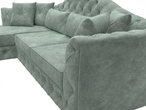 Диван угловой Артис левый угол (Брус,Рейка/Пластик/Велюр/Зеленый) Лига Диванов 128026L