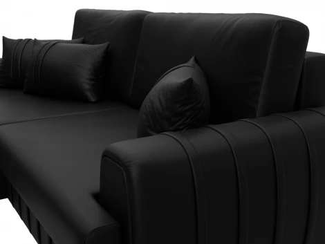 Диван угловой Лига-057 НПБ угол левый (ЛДСП,Брус,Фанера/Пластик/Экокожа/Черный) Лига Диванов 130034L