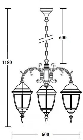 Уличный светильник подвесной Oasis Light ARSENAL S 91270S/3/16 Gb (220V, на цепи, фонарь, IP44)