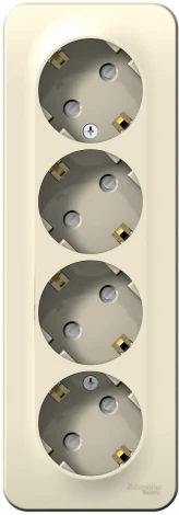 Розетка накладная четверная с заземлением и шторками (молочный) Systeme Electric Blanca BLNRA011412