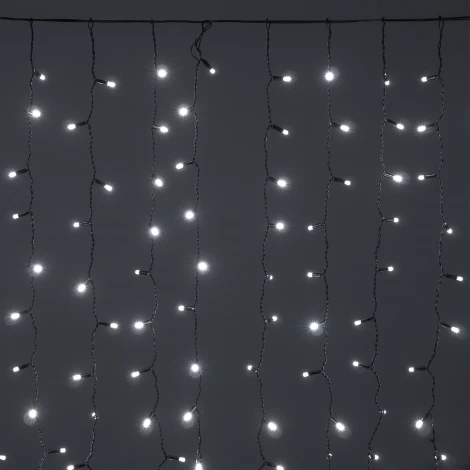Гирлянда Занавес Облегченный c колпачком 2 x 1 м белый 220В, 200 LED, провод черный каучук 2,3мм, IP65 Laitcom ECO200NOT-1-2W