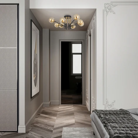 Потолочная люстра на штанге Arte Milano Neapolis-73708 273708/8 BK/GD (220V, шар, молекулы)