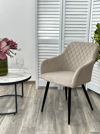 Стул BRANDY 505-7 Капучино, велюр беспальчиковый" / черный каркас, М-City"