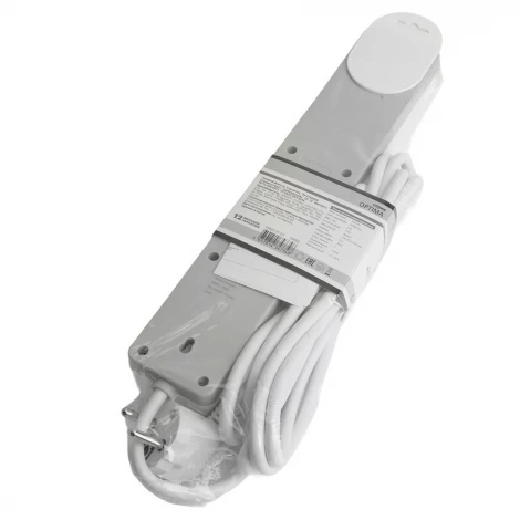 Сетевой фильтр 5-и местный с заземлением 5 метров (белый) Stekker Optima 50094