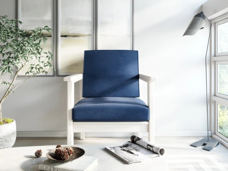 Кресло Arsko Лориан беленый дуб велюр синий