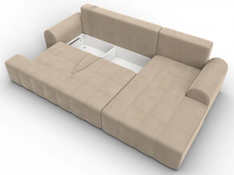 Диван угловой Лига-080 угол правый (ДСП/Пластик/Велюр/Бежевый) Лига Диванов 134745