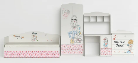 Стол письменный "Девочки", Белый шёлк МАМА Девочки 102057